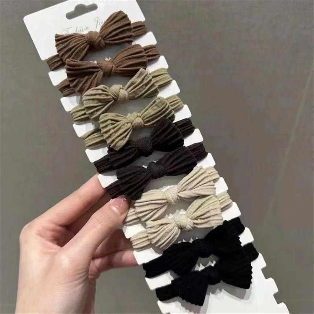10 Stück Haargummis mit Schleife, lässige und einfache Alltagsaccessoires, Kopfschmuck für Damen, Haarschmuck für Damen, Haargummis – Detail 7