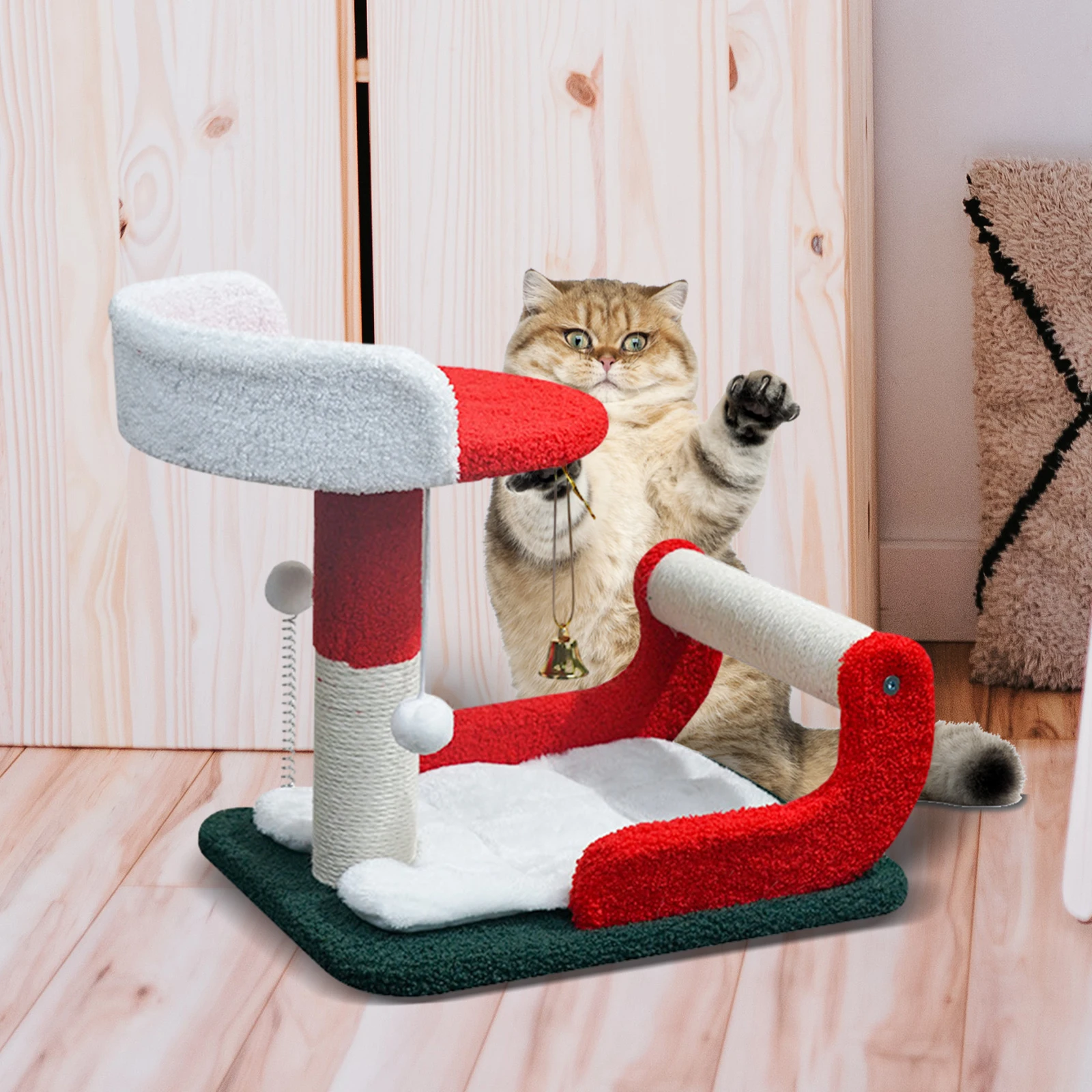 Christmas Cat Scratcher Post for Indoor Cats Scratching Board Pet