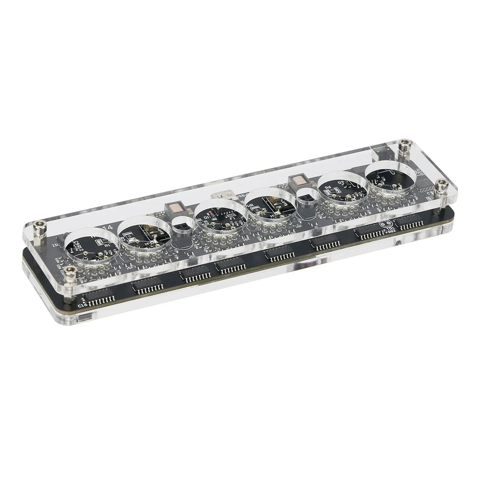 6-bit IN-14 Glow Tube Clock DIY Module Nixie Clock Audio Accessories USB 5V with Backlight Digital Plus 2 Small Lamp Tubes digital clock digital desk clock digital table clock nixie tube clock