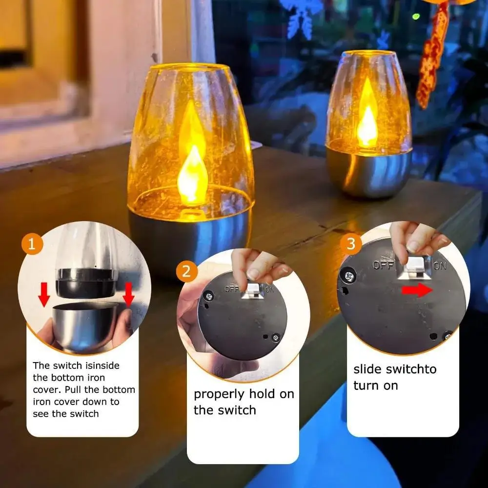 Solar Powered Flameless Candles Outdoor Waterproof LED Night Lights For Garden Wedding Party Decor Holiday Atmosphere Lamp