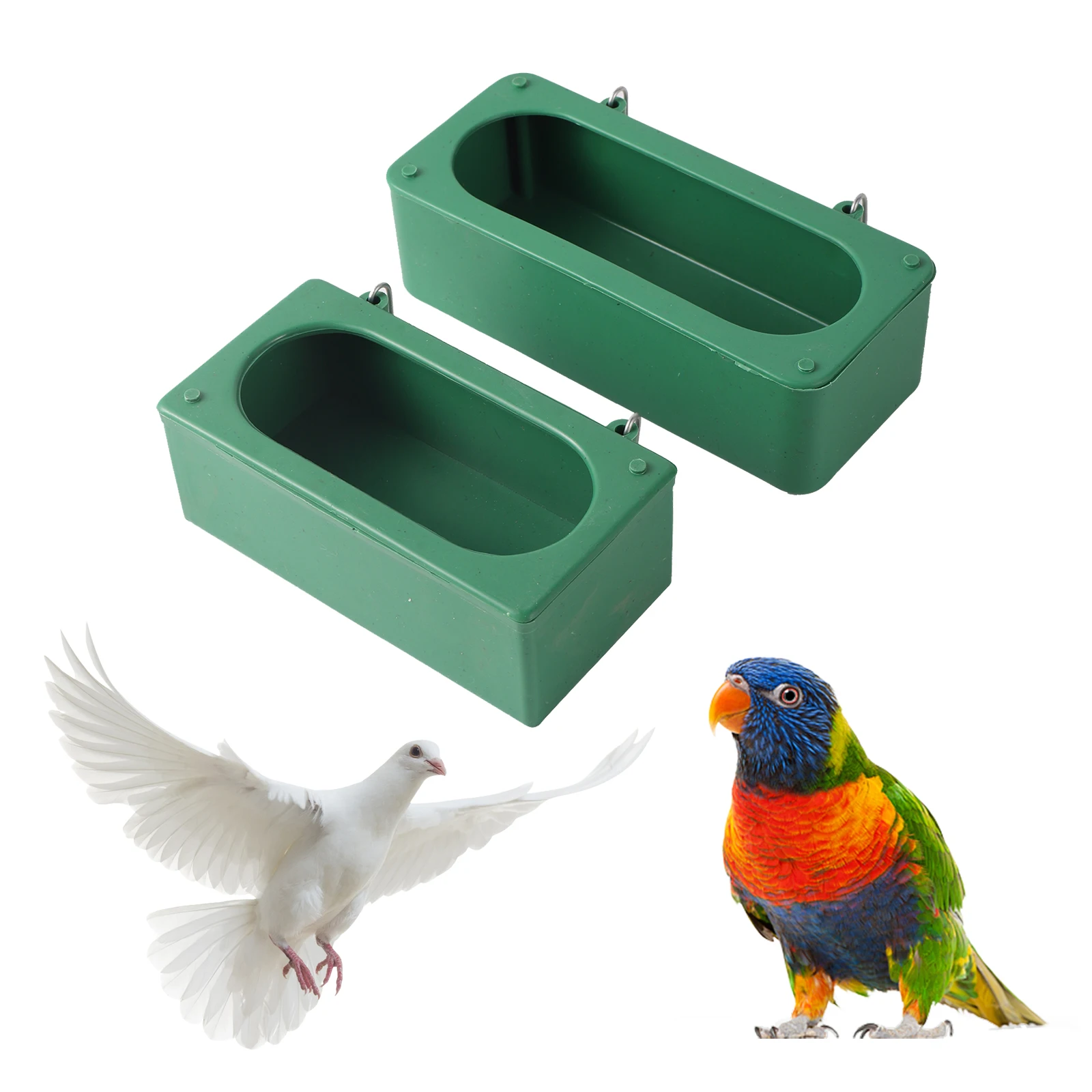 Pet Bird Hanging Feeder Bird Bowl Parrot Drinking Cup Food Splash Cup Pigeon Cage Feeder Safety Plastic M/L Pet Food Bowl