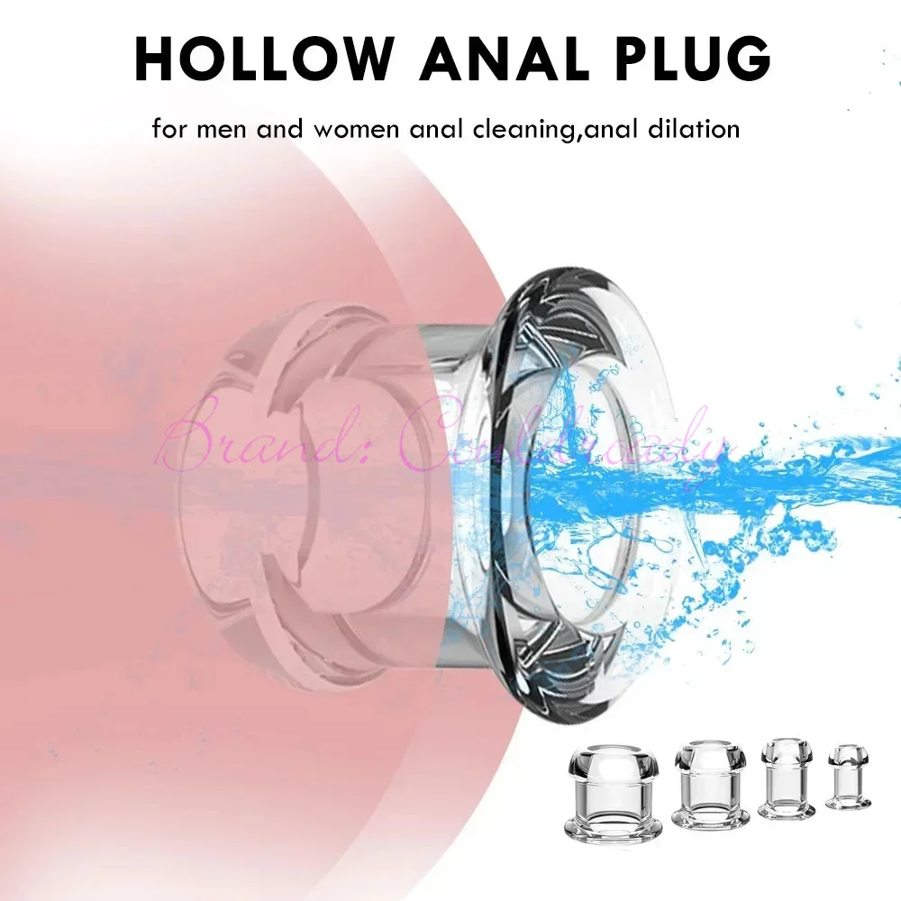 Hollow Speculum Peeking Anal Beads Butt Plug Ass Expander Tunnel Transparent Anus Dilation SM Sex Toy for Couples anal plug dilator
