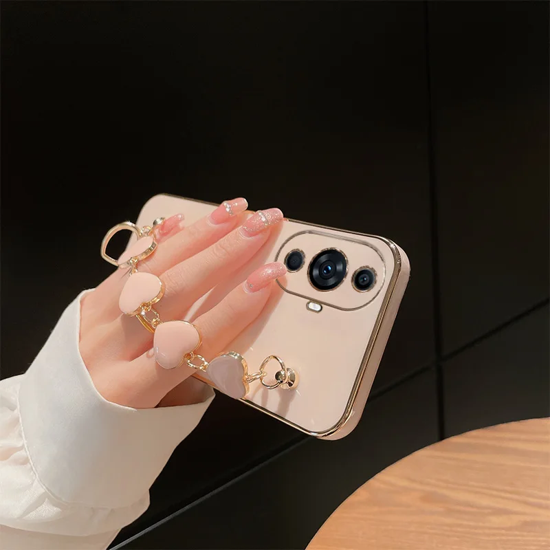 Plating Love Heart Bracelet Chain Soft Silicone Shockproof Cover