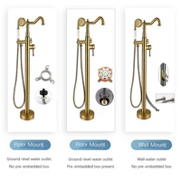 ก๊อกน้ำอ่างอาบน้ำแบบตั้งพื้นทองเหลือง OXG พร้อมฝักบัวแบบมือถือ ก๊อกน้ำห้องน้ำแบบติดผนัง/ตั้งพื้น 4