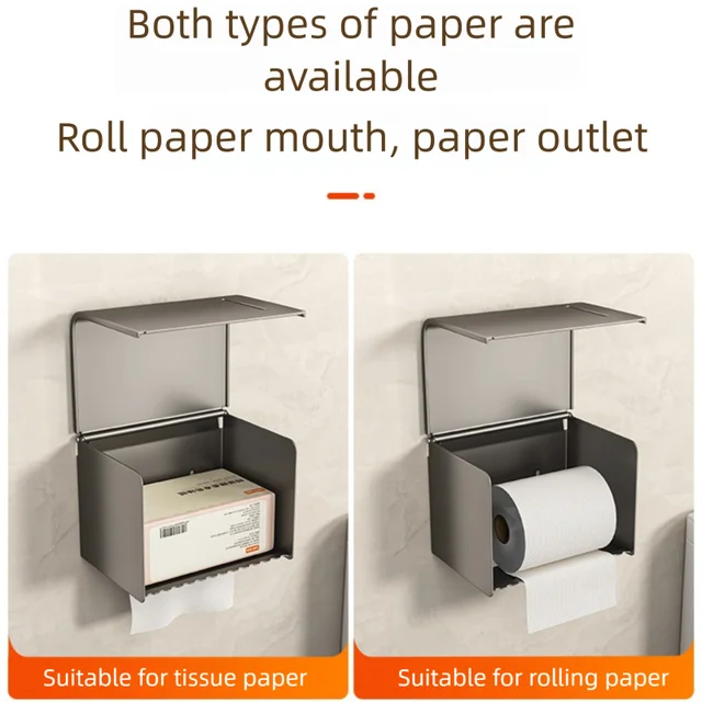 กล่องกระดาษชําระกันน้ําติดผนังม้วนกระดาษลิ้นชักผ้าเช็ดตัวลิ้นชักชั้นวางของออแกไนเซอร์ห้องน้ํา 5