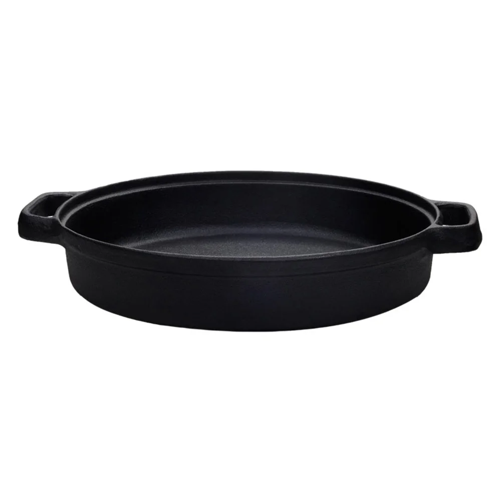 

Cast Iron Pan Non Stick Cooking Pot Double Handles 10X8 Inches Mini Skillet Round Serving Dish Black Frying Pan Casserole