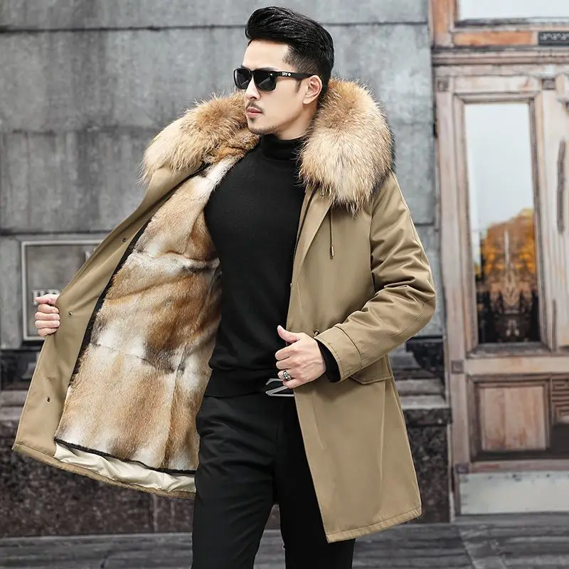 Winter 2022 Newe Men's Parkas Luxury Faux Fur Jacket Fur Lined Coat Fox Fur Collar Branded Jackets Warmth Snow Coat