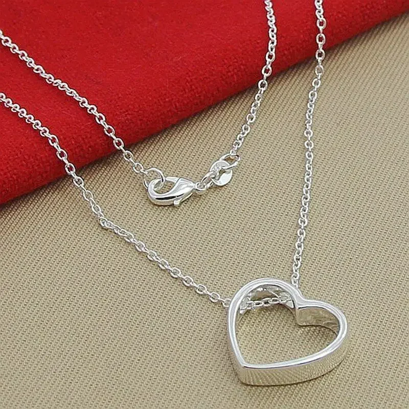 

CHUANGCHENG Love's Adornments 925 Sterling Silver Heart Pendant Necklace Chain Jewelry Gift