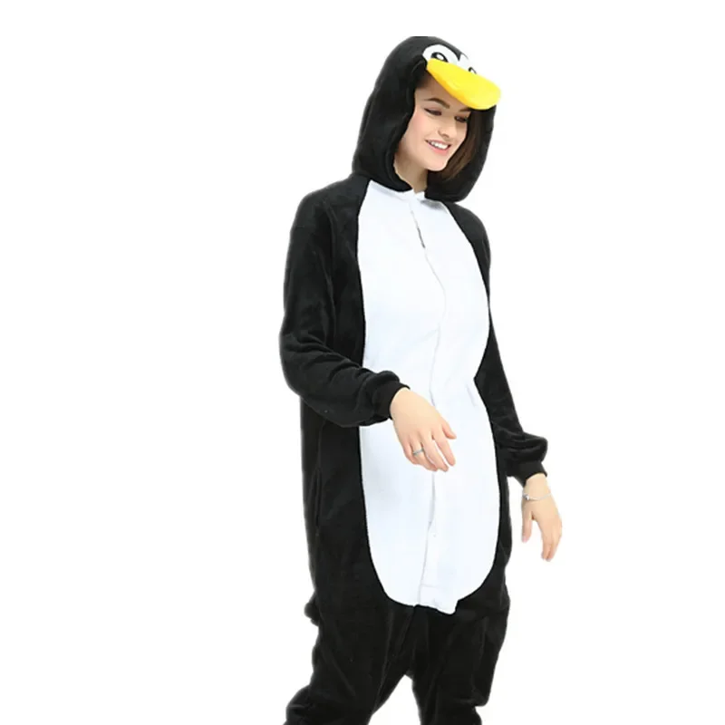 

Adults pajamas women flannel sleepwear unisex cute penguin cartoon animal pajama set hooded pyjamas Kigurumi