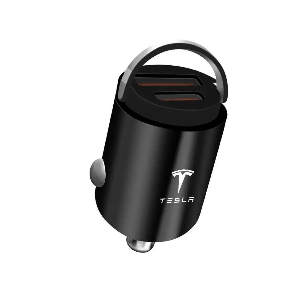 1개 자동차 충전기 고속 충전 타입 C 어댑터 USB 차량용 휴대폰 충전기 밸브 캡 액세서리 테슬라 모델 Y 3 S 로드스터 보니나용