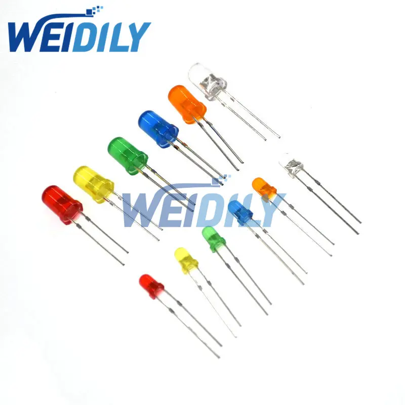 Diodo LED 3mm, 5mm, branco, azul, vermelho, amarelo, verde, laranja, rosa, luz branca morna, 5mm, 5mm, luz redonda, claro, f3 f5, diodo emissor, 100pcs