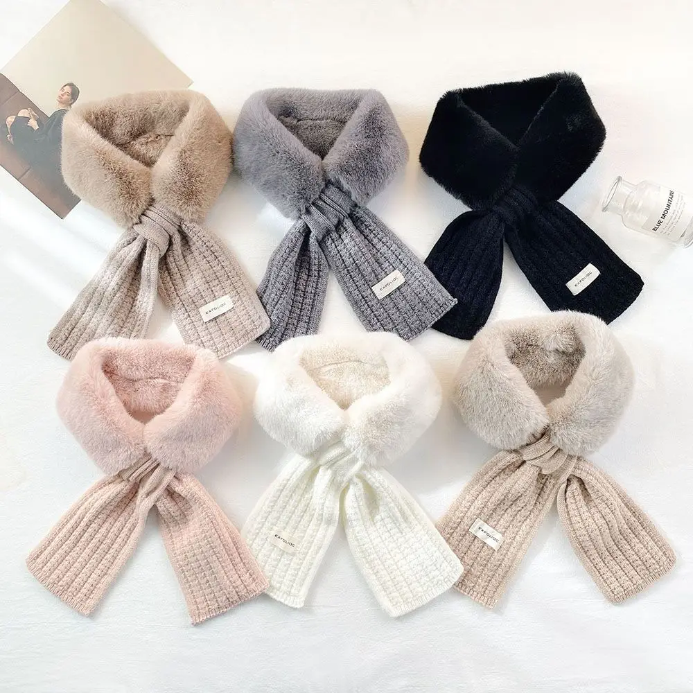 

Faux Fur Plush Shawl Thicken Warm Bib Cross Scarf Plush Scarfs Neckerchief