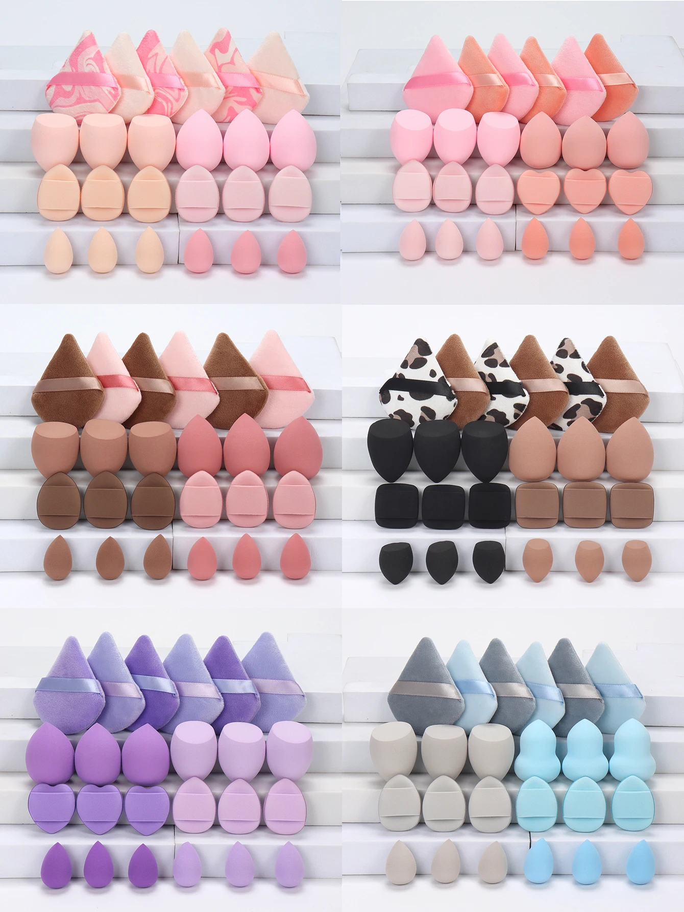 Cotton Triangle + Makeup Sponge 24 Packs, It Becomes Bigger When Exposed to Water, Does Not Contain Latex, and Is Suitable for a