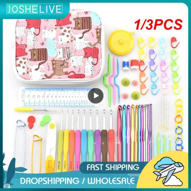 1/3PCS Aluminium Crochet Hooks Knit Colorful Crochet Needle Set Sweater  Knitting Needls Set Clothes Scarf with Cute Cat Bag - AliExpress