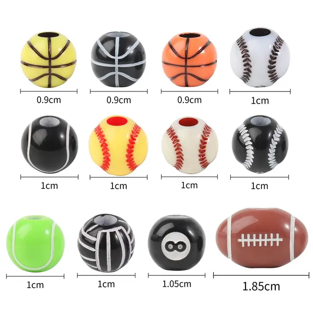20/50Pcs Sport Basketball Baseball Tennis Beads Spacer Acrylic Beads For Making Bracelet Necklace DIY Craft Jewelry Supplies 2