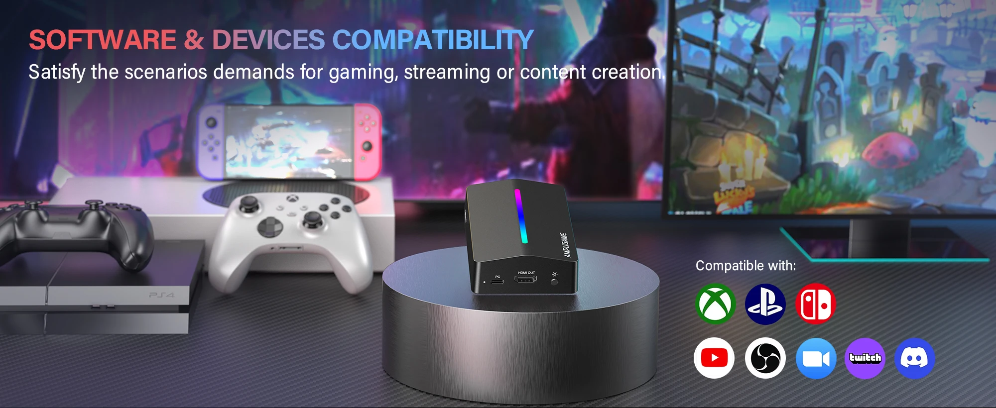AmpliGame Videoaufnahmekarte, 4K HD 1080 60fps für Audio-Video, Gaming, Live-Streaming, Kompatibel mit PS4/Windows/Mac OS/Switch – Detail 7