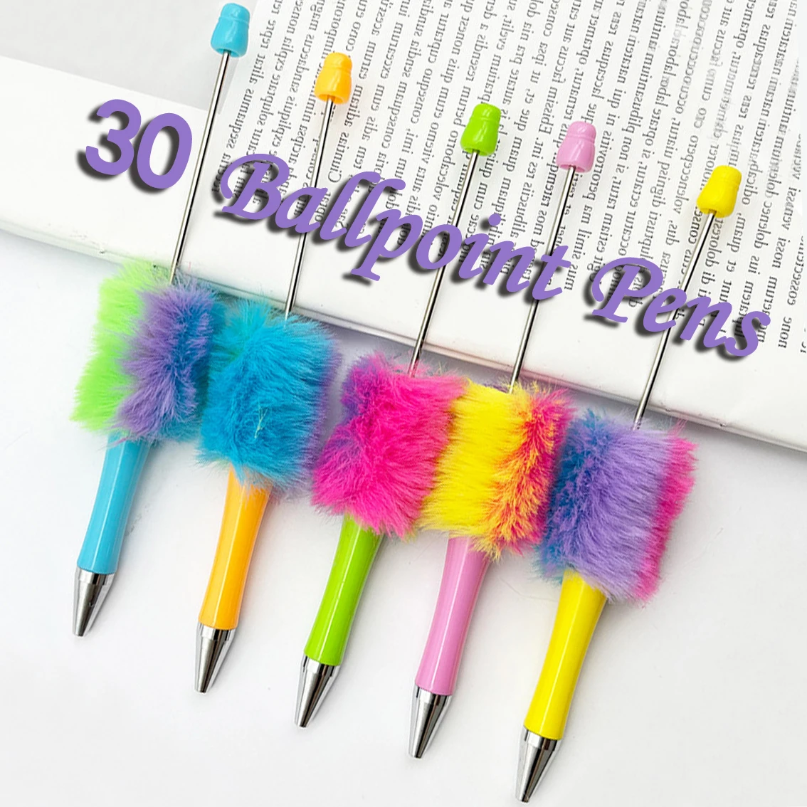 30Pcs Iridescent New DIY colored Plush Beaded Pen Color Plush Wholesale  Beadable Pen Home Writing Sketch Supplies 2 sets blank travelers notebook insert page diy postcard word paper letter kit papers envelope for writing colored envelopes