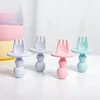 Food Grade Children Wooden Handle Silicone Spoon Fork Cutlery Baby Training Complementary Food Spoon Baby Feeding Spoon Fork 4