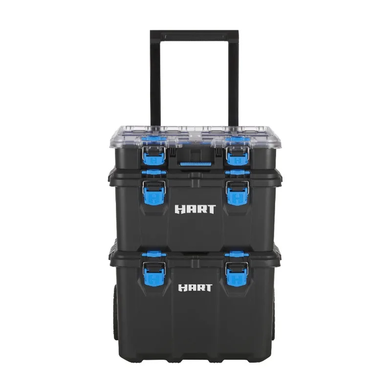 

Mobile Toolbox for Storage and Organization, 3 Piece Resin Plastic Modular Toolbox System