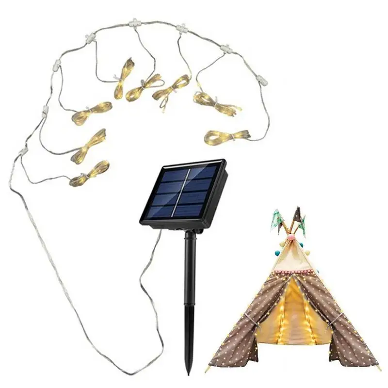 LED String Lights Patio Umbrella Lights 8 Lighting Mode Solar Operated Outdoor for Patio Camping Tent