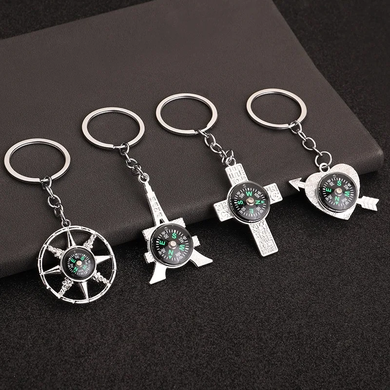 Metal Compass Keychain Pendant for Men and Women