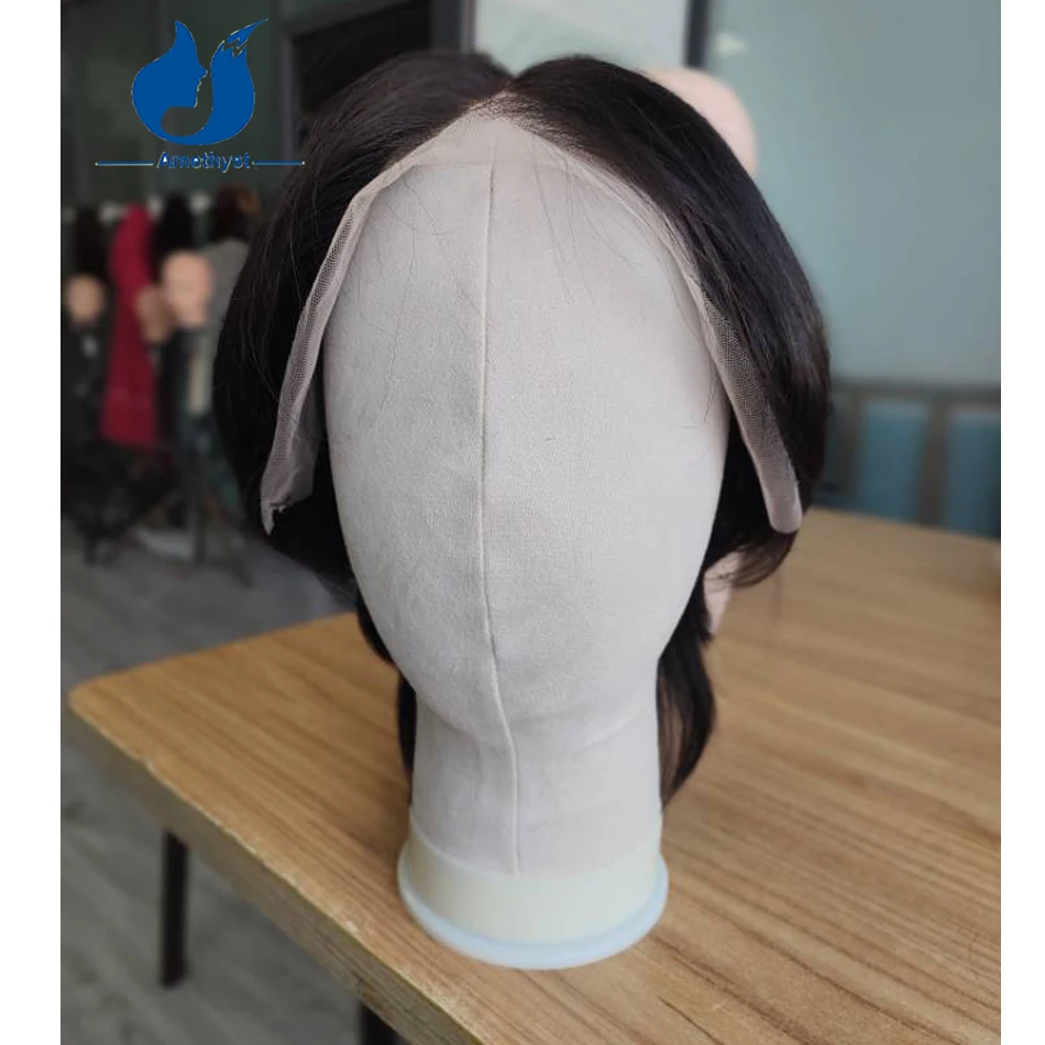 Amethyst Pre Styled Men's Mullet Wig Wolf Cut Natural Wave Layers Middle Part Remy Human Hair Short Cut Pre Plucked for Boys