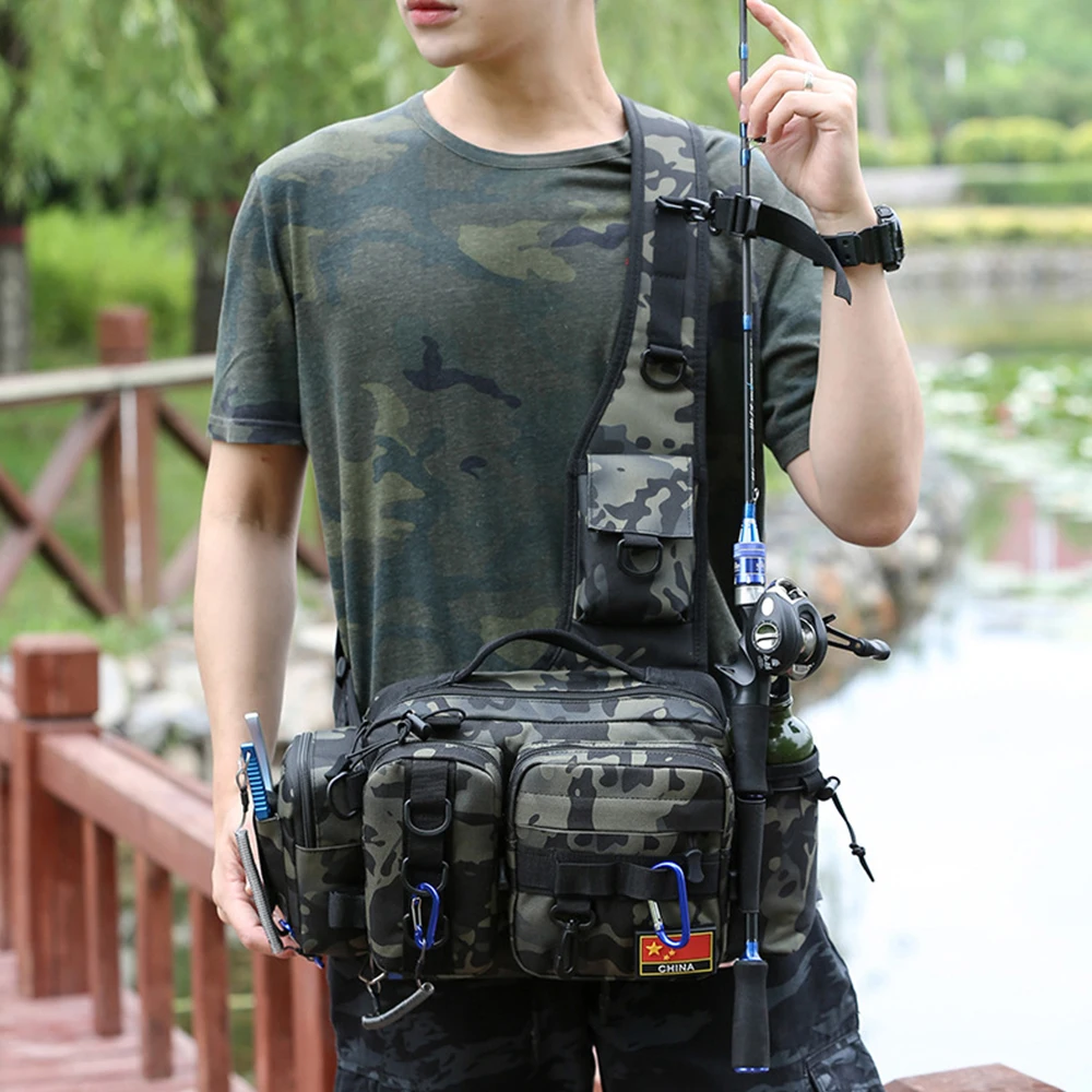 Multifunctional Fishing Bags Single Shoulder Multi Pocket Fish Lures Line Gear  Bag 600D Nylon Waterproof for Outdoor Sports - AliExpress