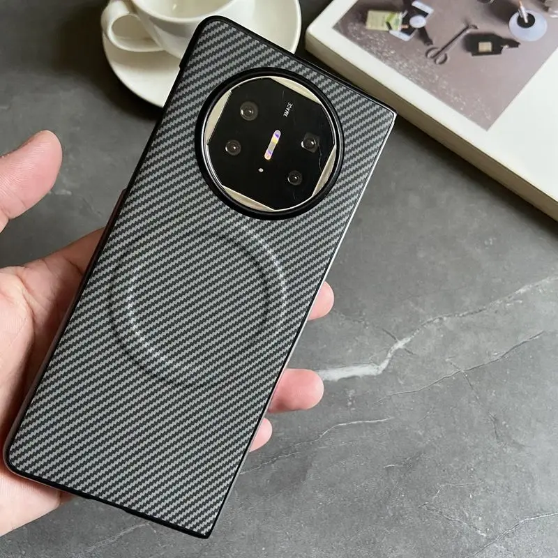Enhanced Silicone Carbon Fiber Magnetic Protective Back Cover Shell