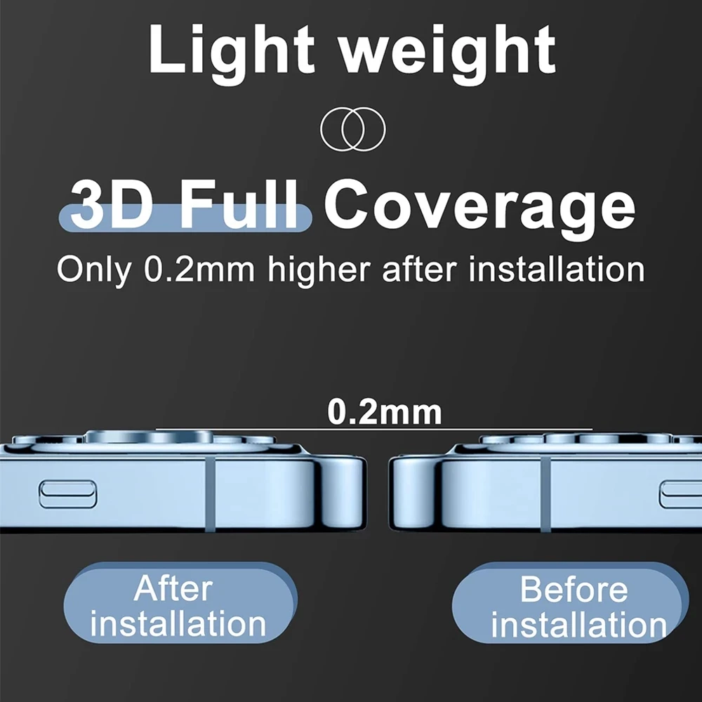 Premium Tempered Glass Camera Lens Protector with Metal Frame