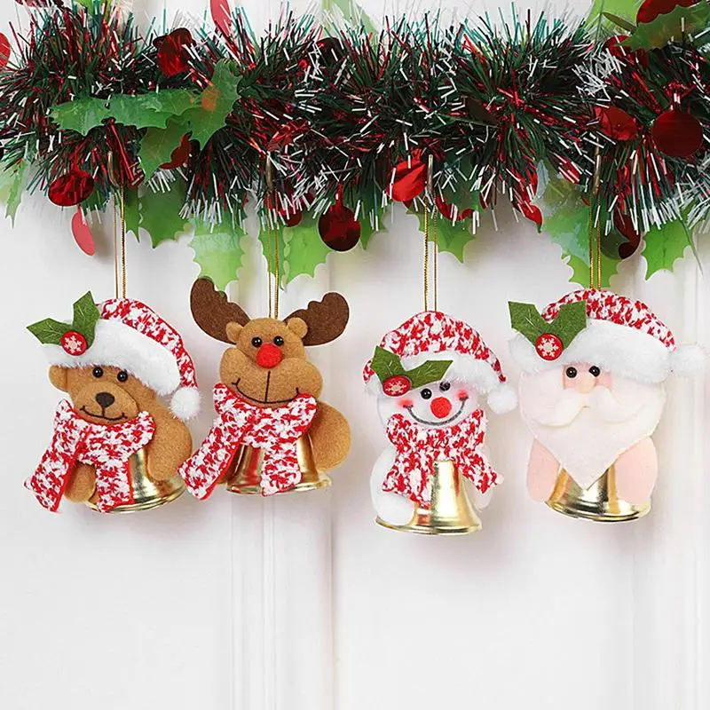 

Christmas Bells Pendants Santa snowman Plush Doll bell Xmas Tree Hanging Ornaments Home Christmas Decorations New Year Gift