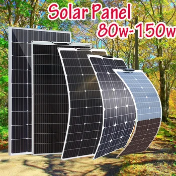 200w 150w 140w 120w 110w 100w 80w 12v solar panel flexible rigid glass photovoltaic panel for home balcony camper RV boat travel