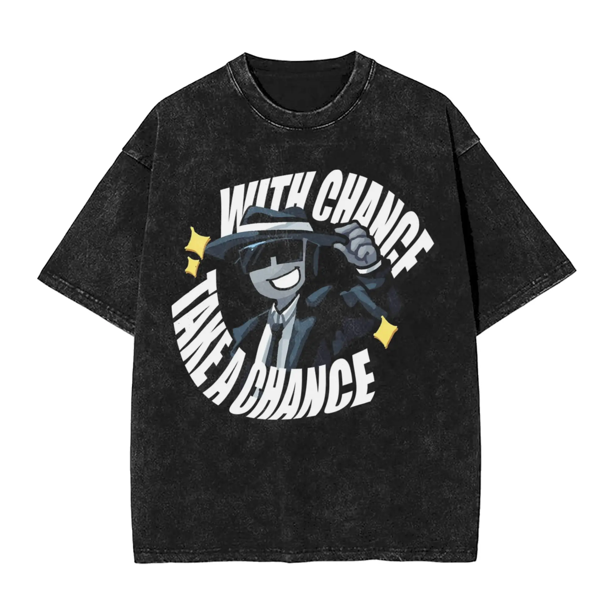 Forsaken Take A Chance Washed T-Shirt Streetwear Hip Hop Mode T-Shirts T-Shirts Männer Frauen Kurzarm High Street Bedruckt