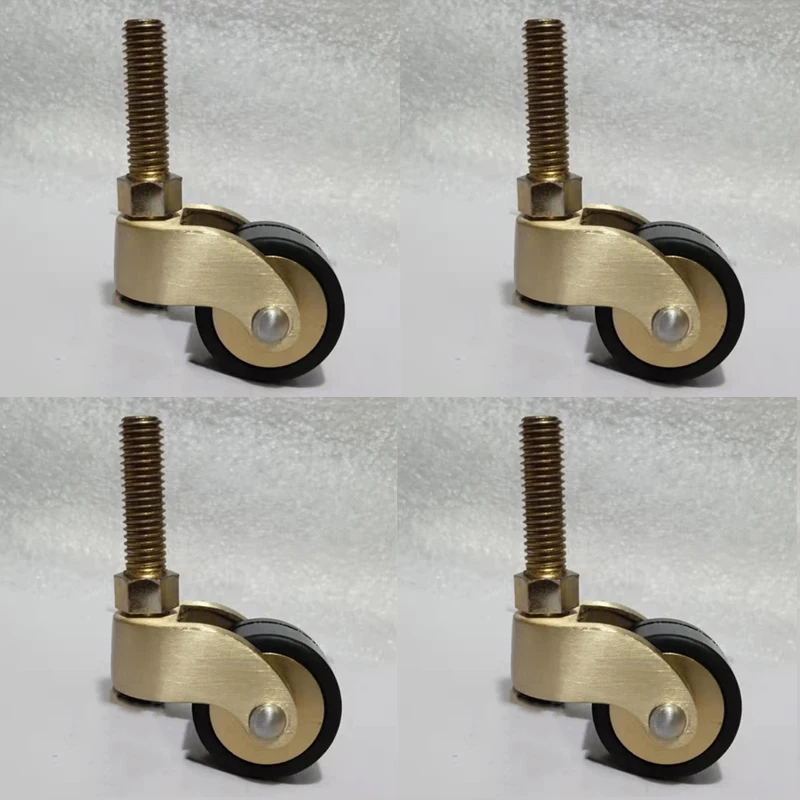 

4PCS 1inches Solid Brass Casters Rubber Silent Wheels Table Chair Sofa Couch Cabinet Feet Castors 360 Swivel Furniture Rollers