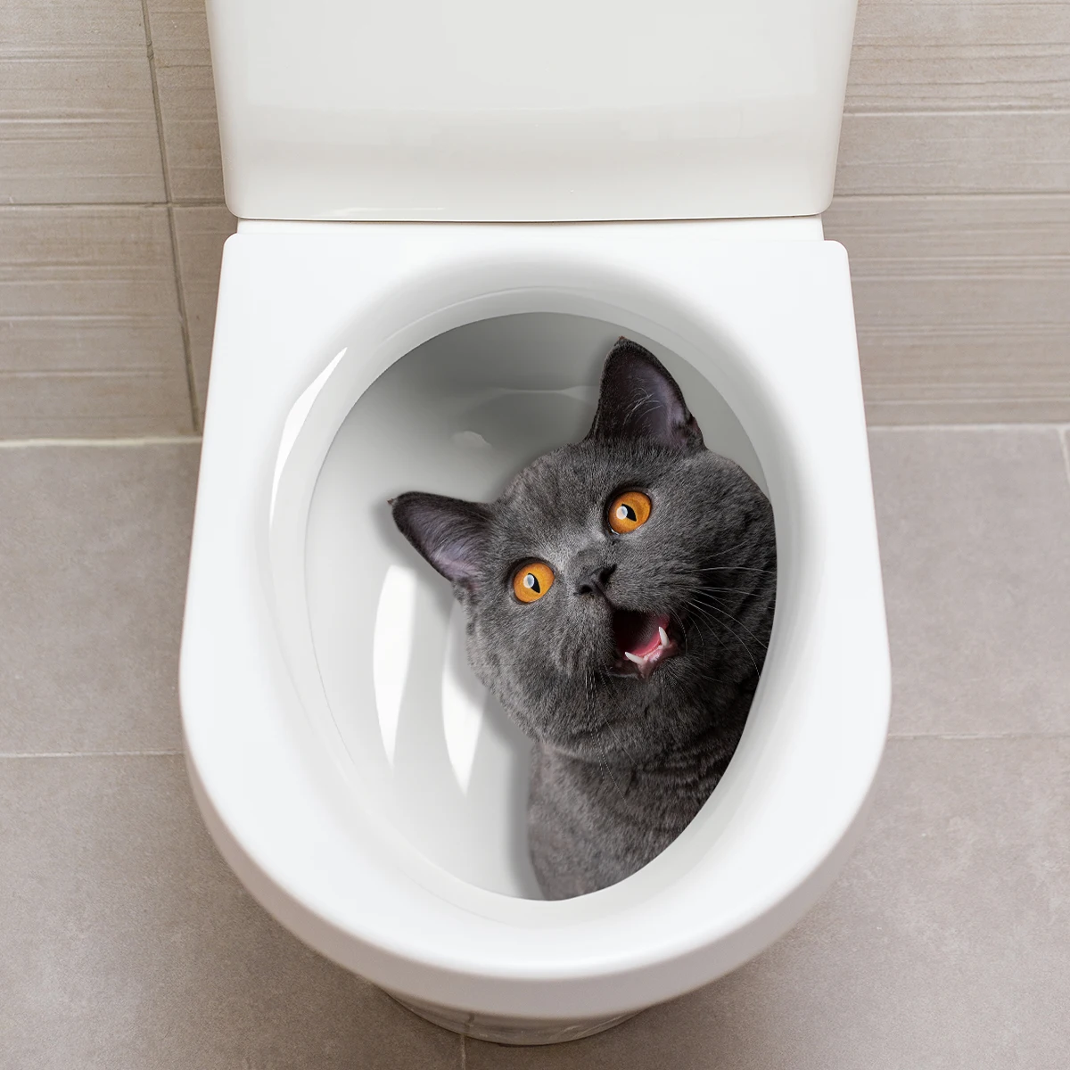 1PC Cute Kitten Fun Toilet Cover Stickers-Waterproof Glossy Self Adhesive Oval PVC Surface Stickers Suitable for Bathroom Toilet vinyl stickers toilet stickers toilet seat stickers kitten wall stickers