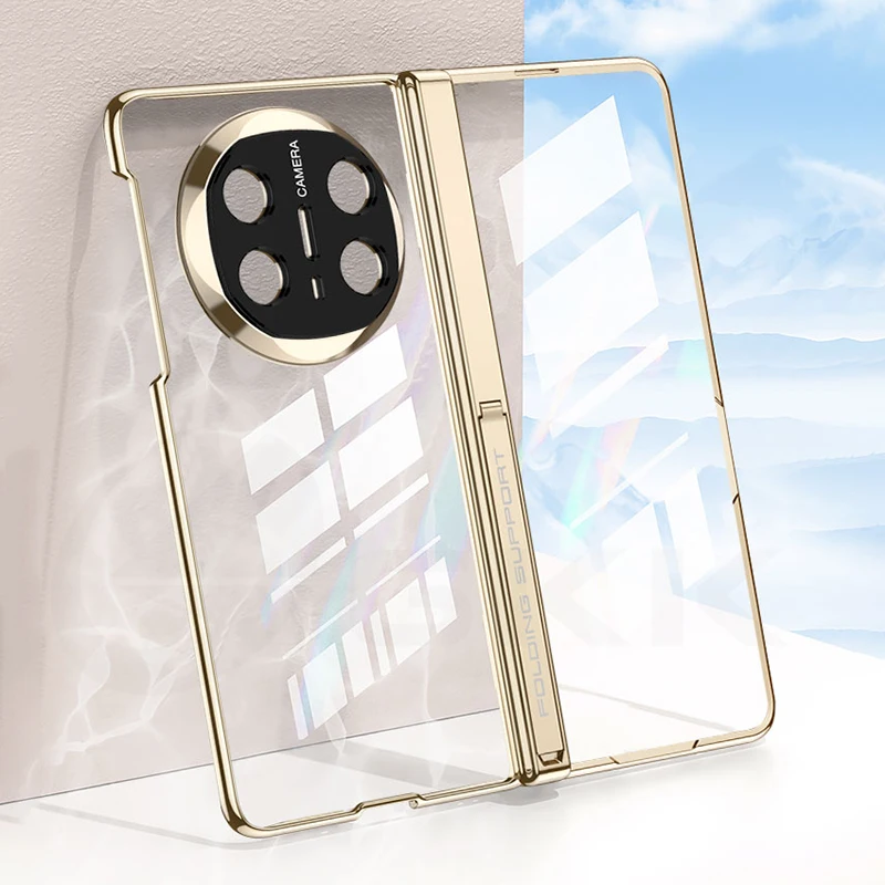 Magnetic Hinge Stand Clear Case for Huawei Mate X6 X5 Outer Screen Glass Luxury
