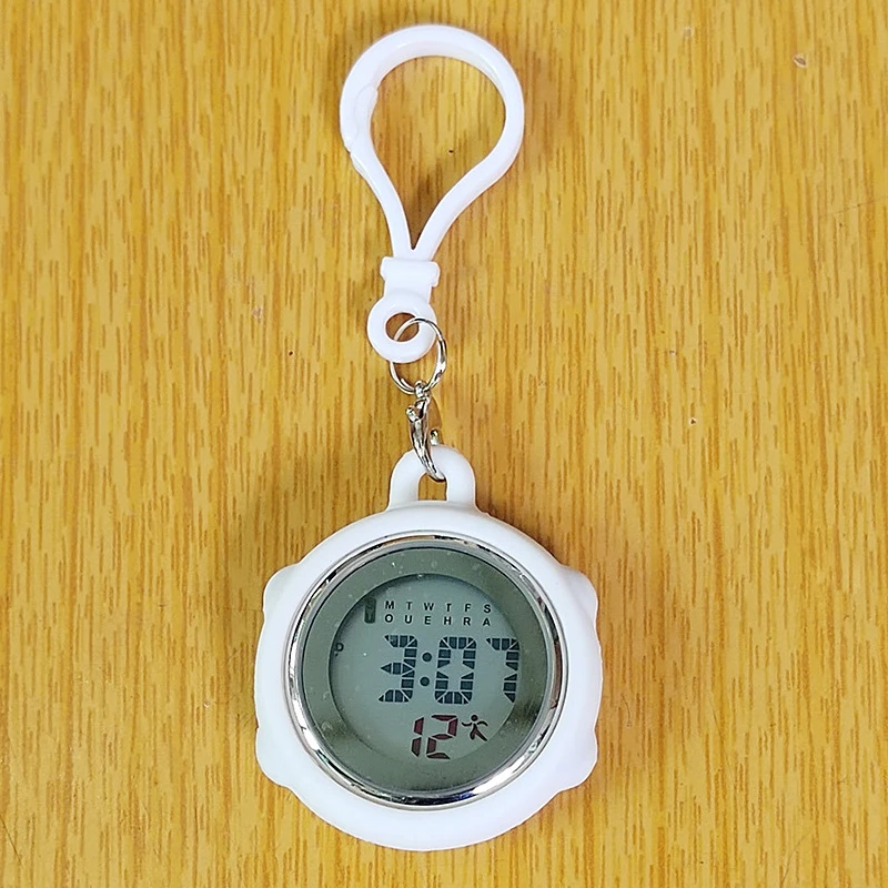 Unisex Donna Uomo Infermiera Dottore Moschettone Clip Elettronico digale Luminoso Portachiavi multifunzione FOB Orologi da tasca Orologio da appendere  1511