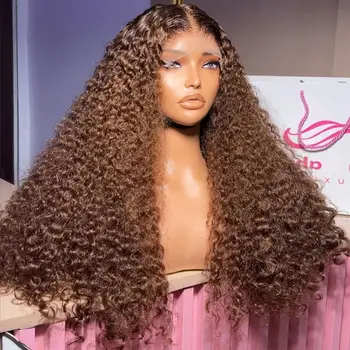 Chocolate Brown 40 Inch Water Wave Curly Lace Front Wigs 13x4 13x6 HD Deep Wave Frontal Wig 5x5 Human Hair Wigs For Women 1