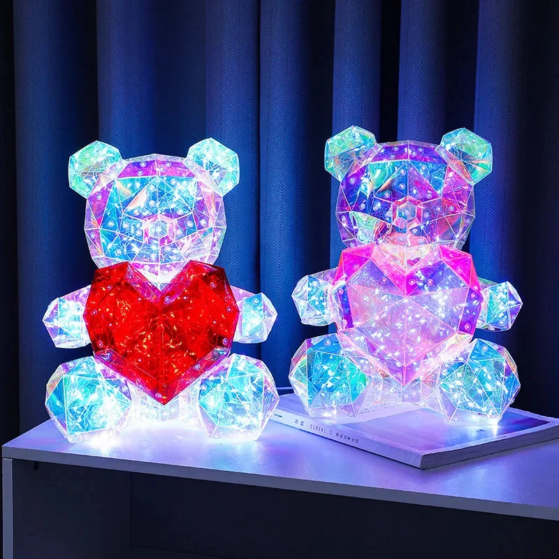 Luminous Plastic Bear Colorful Bear LED Little Bear Lamp Romantic  Girlfriend Surpris Birthday Valentine's Gift Holiday Day Gift