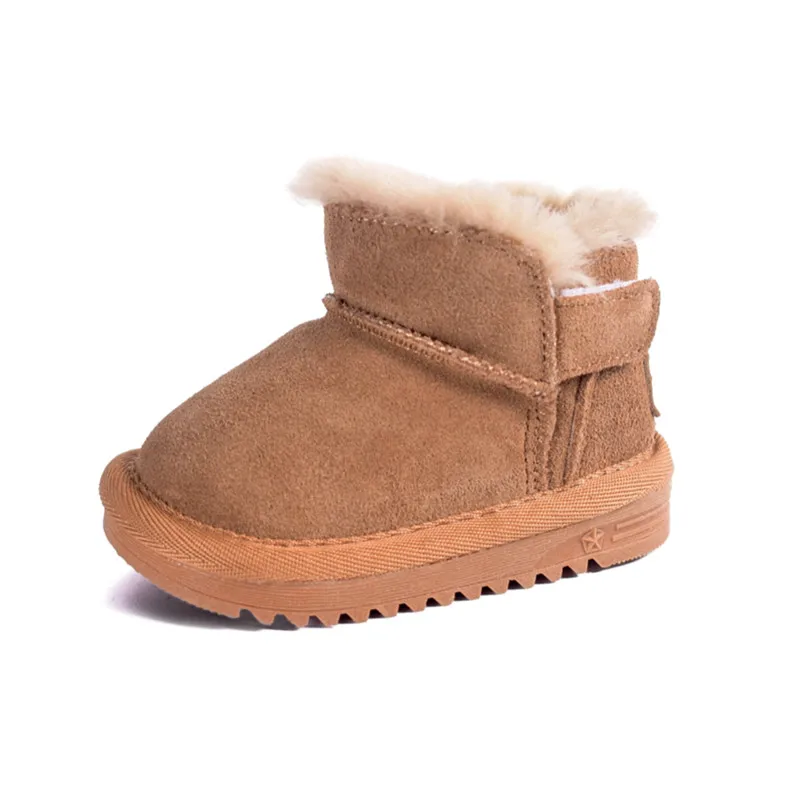 DIMI Winter Warm Baby Boots Boy Girl Toddler Shoes Genuine Leather Waterproof Non-Slip Plush Kids Snow Boots T22110