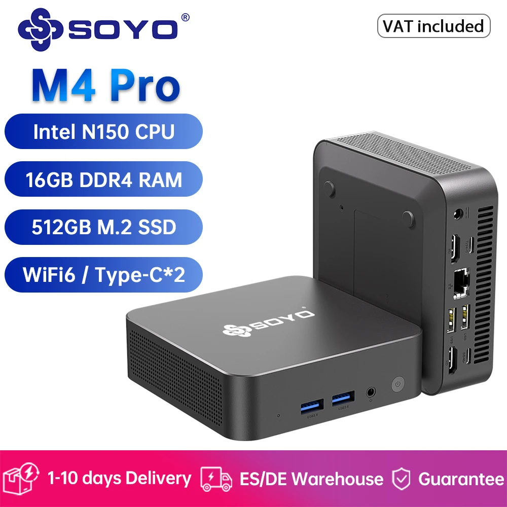 SOYO M4 PRO Mini PC Intel Alder Lake N150 16GB DDR4 512GB