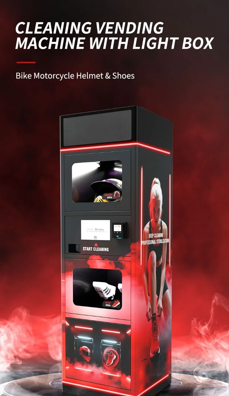 Vendlife Dual Compartment Cleaning and Disinfection Bike Motorcycle Helmet Cleaning Vending Machine Shoes Vendo Machine for Dry Washing and Deodorant