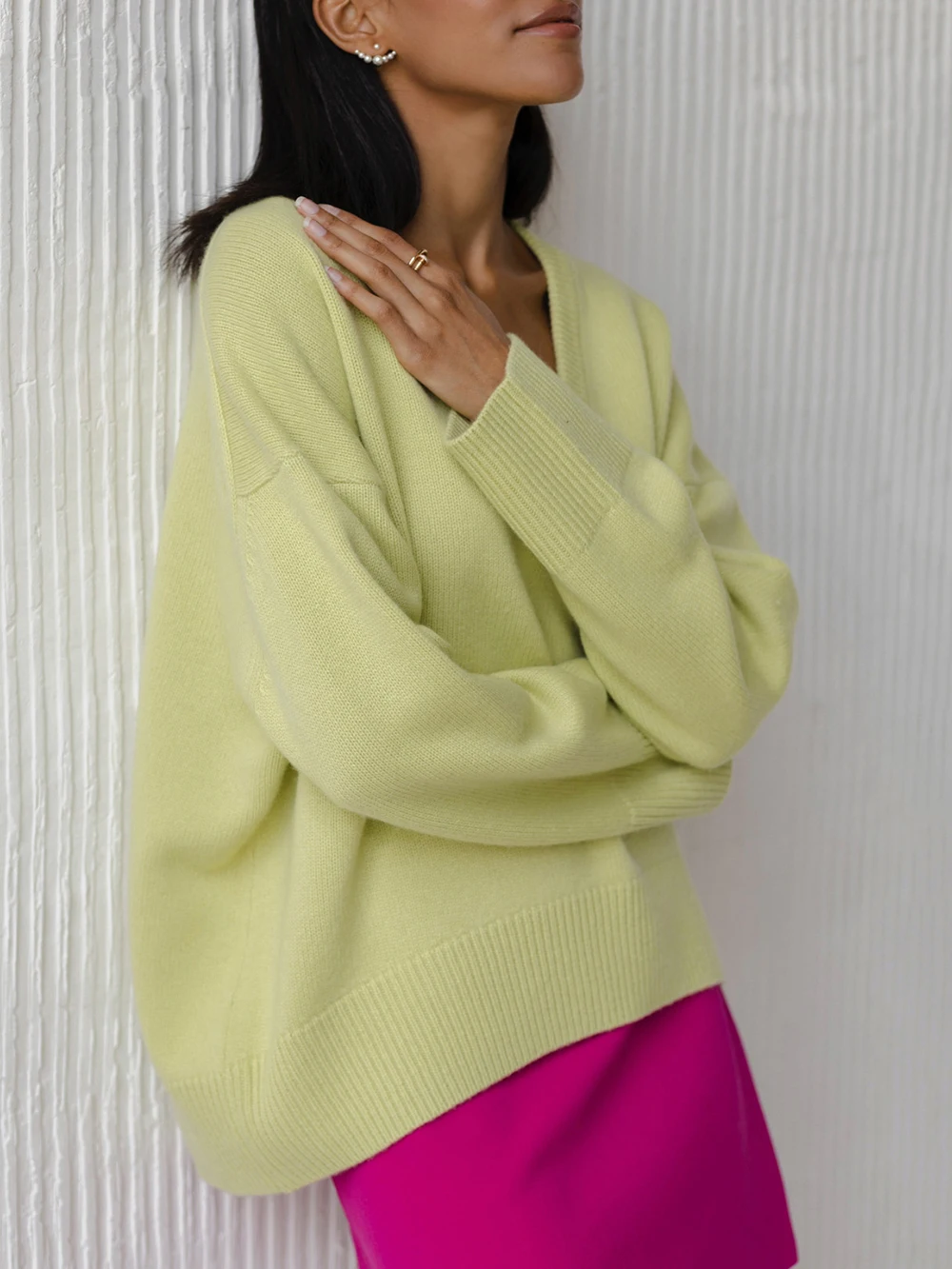 

Женский базовый свитер Wixra с V-образным вырезом, теплые толстые свободные пуловеры, модные повседневные топы, Осень-зима 2022
