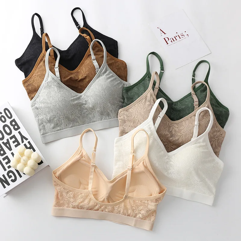 

Lace Beauty Back U-shaped Padded Bras Push Up Seamless for Women Gathered Undewrear Brassiere Female Bras Wirefree Bralette Tops