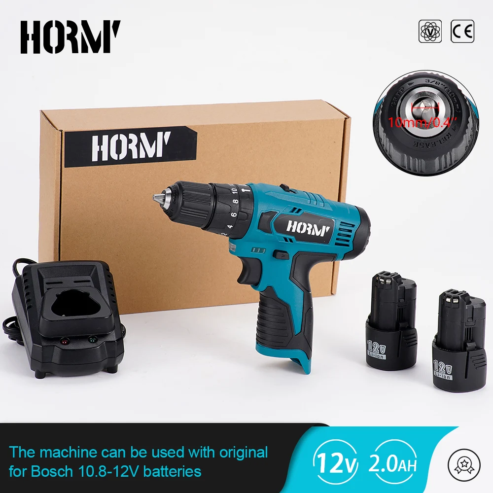 12V Electric Impact Drill Hammer 32N.m Drill Electric Screwdriver Drill Dual Speed Rechargable Power Tool For Bosch 12V Battery