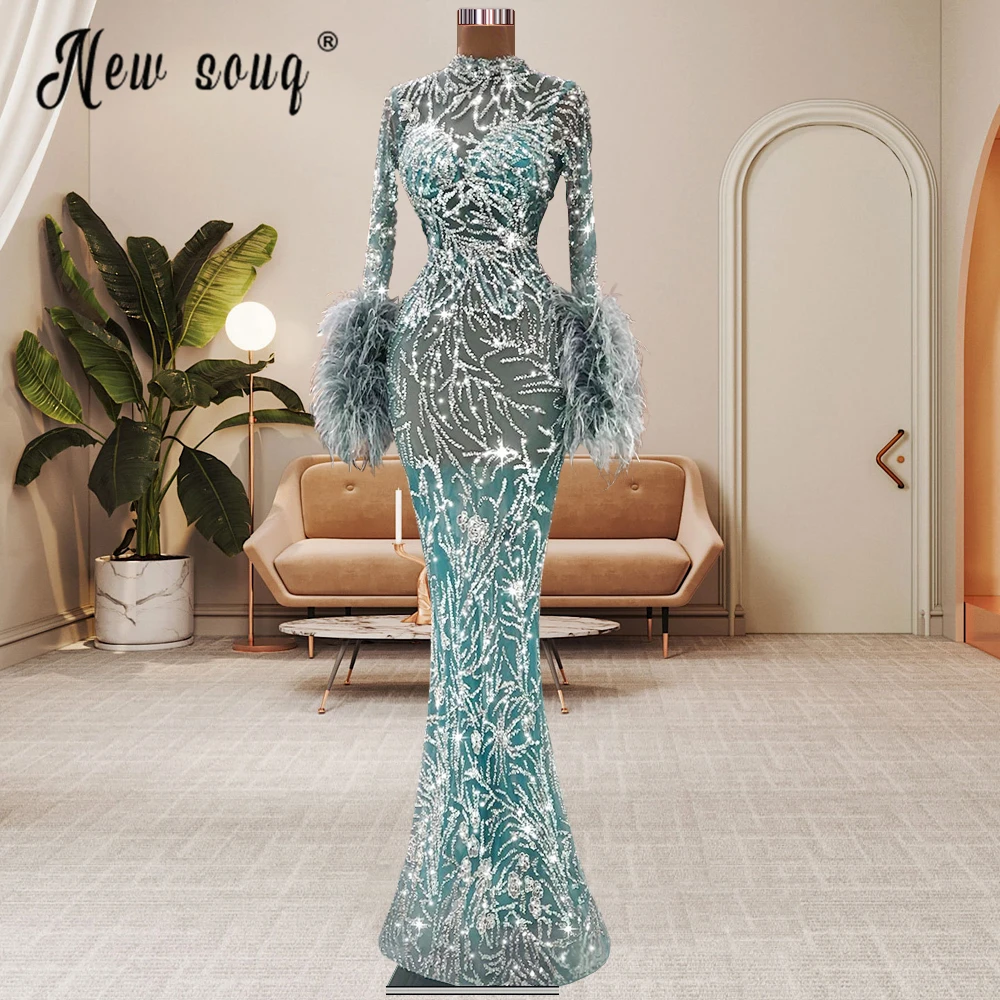 Fashion Spaghetti Straps Dark Purple Satin Beaded Mermaid Long Evening Dress Formal Wedding Guest Dress SP1747