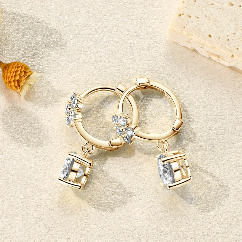 Orecchini Pendenti In Argento Sterling Con Gemma A Pera 8x6 Mm E Diamanti 0.85 Ct – Donna, Regalo