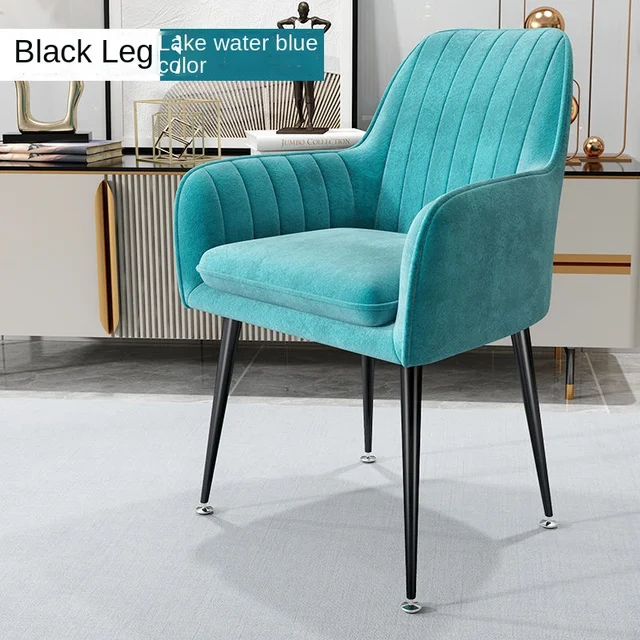 Nordic Ins Chair Home Internet Celebrity Makeup Dressing Table Stool Backrest Girly Bedroom Simple Manicure Light Luxury Chair Lake Blue A Black
