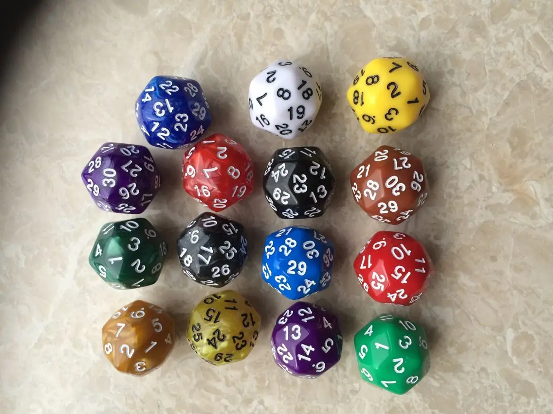 Colorful 30-Sided Digital Puzzle Game Dice