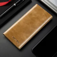 Leather wallet Men's cowhide ultra-thin anti-theft card swiping multi-functional long wallet handbag zipper wallet wallet purse 1