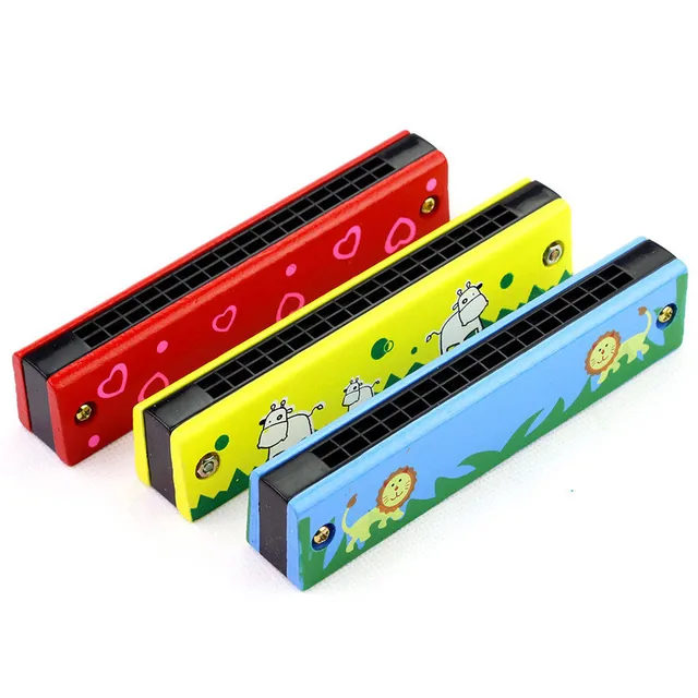 16 Holes Cute Harmonica Musical instrument Montessori Educational Toys Cartoon Pattern Kids Wind Instrument Children Gift Kids 2